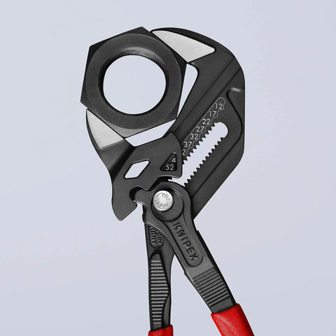 Heavy Duty 10 Inch Pliers Wrench With Adjustable Smooth Jaws shows chrome vanadium steel jaws gripping a nut, designed for reliable mechanical tasks.