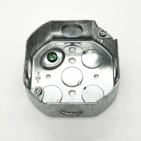 4 Inch Octagon Electrical Box With Three Eighth Inch Knockouts Cover UL Listed Galvanized Steel Junction Box