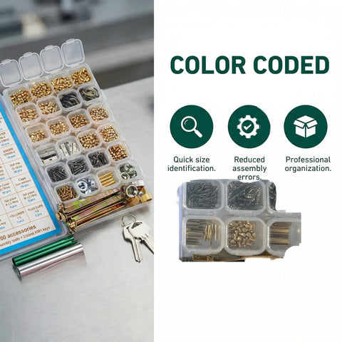 Image of 1000 Piece KW1 Pro Grade Rekey Kit With Cylinder Service Tools showcasing color-coded compartments and tool layout.