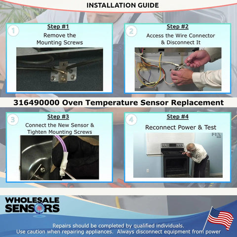 Installation guide for Oven Temperature Probe Sensor Replacement For 316490000 Compatible With OEM Style Installation Easy Plug And Play