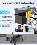 Heavy Duty Folding Wagon Cart With Brakes 39 Inch All Terrain Wheels Adjustable 150L To 300L Storage Capacity Up To 450 Lb Load For Camping Beach Garden And Shopping Hauls Groceries with quick assembly features