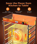 Top Shelf Heavy Duty Commercial Food Warmer Cabinet Featuring Spacious 133 Quart Five Tier Layout With Lightning Fast Nine Hundred Watt Rapid Heater, showing hot air circulation setup.