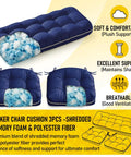 Oxford Blue Wicker Outdoor Cushions 3 Piece Set Replacement Cushions For Patio Loveseat And Chairs With Memory Foam Blend