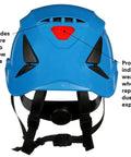 SecureFit Ventilated Safety Helmet For On Site Work At Height, Climbing Style Hard Hat, blue with vents and UV indicator