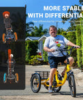 Beast Of A Ride Folding Three Wheel Electric Trike For Adults With Peak 1400W 90 Mile Range 20Ah 48V Battery UL2849 Certified Step Through Frame Differential Parking Brake Red Easy Fold, side view