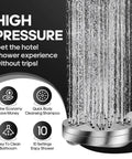 High Pressure Handheld Shower Head With 10 Modes And An Extra Long 80 Inch Stainless Steel Hose, Anti Clog Spray