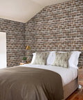 Bedroom with Brown Brick Peel And Stick Wallpaper Roll 17.7 Inches By 393.7 Inches No Glue Needed Easy Peel And Stick Self Adhesive