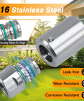 Heavy Duty 1/2 Inch NPT Stainless Steel Swivel Joint for Hose Reels, Leak Proof, High Pressure, 316 Stainless, Grease Fitting, Smooth Ball Bearing Rotation, 316 stainless steel swivel joint with Viton O-rings