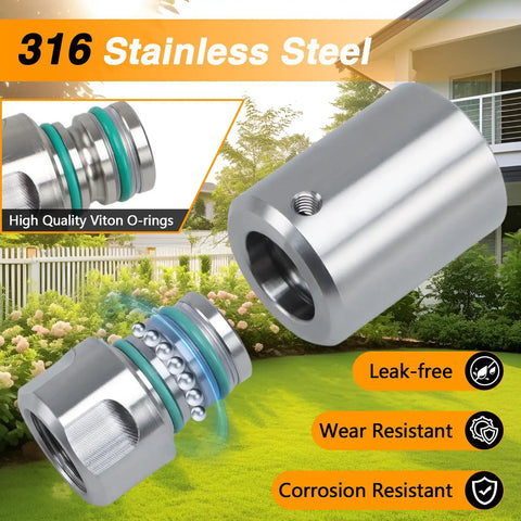 Heavy Duty 1/2 Inch NPT Stainless Steel Swivel Joint for Hose Reels, Leak Proof, High Pressure, 316 Stainless, Grease Fitting, Smooth Ball Bearing Rotation, 316 stainless steel swivel joint with Viton O-rings