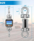 Beefy Heavy Duty Digital Crane Scale 5000kg 11000lb With Remote Control Industrial Hanging Scale with dimensions and digital display.