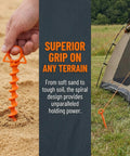 Beefy Ground Anchors For Heavy Duty Screw In Tent Stakes Built For High Wind And Loose Sand Perfect For Canopies, Tent Use