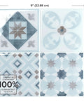 Close-up of 9x9 inch Peel And Stick Backsplash Tiles Kit 5 Sheets Of 9x9 Inches 3D Adhesive Wall Tiles with geometric patterns.