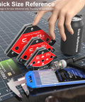 Six Magnet Welding Set With 2x25Lb 2x50Lb 2x75Lb Arrow Holder For 45 Degree 90 Degree 135 Degree Alignment, size reference