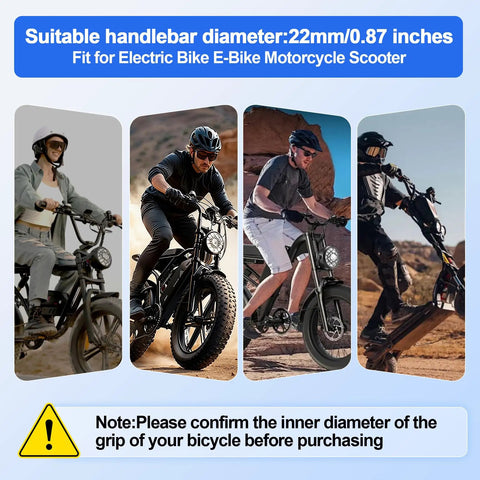 Universal 48V Ebike Full Twist Throttle With LCD Display And Key Lock, Plug And Play Handlebar Grip For Ridstar Q20 Q20Lite Q20Pro H20 H26 Pro H20 Pro And Other Ebikes And Scooters, Fits Seven Eighths Inch Handlebars 22mm