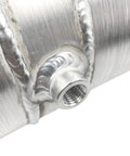 Close-up of Aluminum 1 Gallon Gas Tank For Mini Bike And Go Kart With 6x10 Inch Center Fill And Quarter Inch NPT Outlet