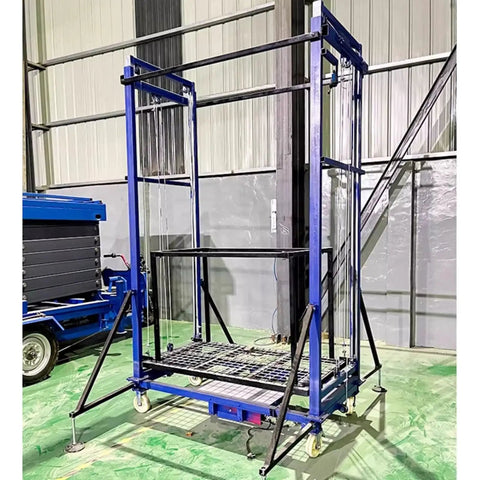 Heavy Duty Electric Lift Cart That Handles Rough Jobs Smooth, Zero Hassle Remote Control, Built Tough Folding Work Platform in warehouse.