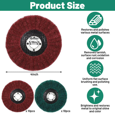 Image of 20 Pack Nylon Fiber Flap Discs For Your 4 Inch Angle Grinder, 180 And 320 Grit, showing product size and features.