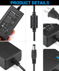 Workhorse 12V 3A Power Adapter for Low Power Devices, 100 To 240V AC Input To DC 12V 36W Desktop Supply with connectors and plug