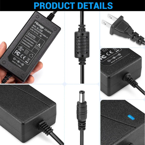 Workhorse 12V 3A Power Adapter for Low Power Devices, 100 To 240V AC Input To DC 12V 36W Desktop Supply with connectors and plug