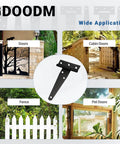 Visual application of 12 Pack 4 Inch T Strap Hinges Black For Shed Barn Gates And Fences on doors, cabin doors, fences, and pet doors.