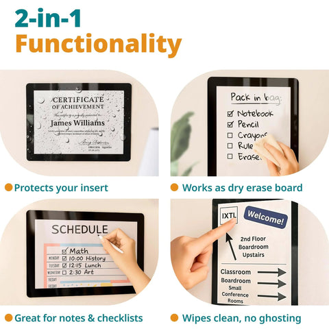 8.5 By 11 Inch Peel And Stick Adhesive Wall Frames Pack Of 5 In Blue displaying schedule, certificate, and notes