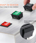 3 Position Rocker Toggle Switch DPDT 6 Pin On Off On Panel Mount For Marine Boat Use 125V AC 20A 250V AC Black Durable Housing With 6 Terminals Ideal For Dash Panels RVs Cars And DIY Electronics, snap-in panel switch in black