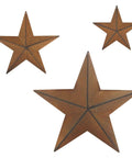 Rusty Barn Star Wall And Door Decor Set In Metal With Vintage Farmhouse Charm, Includes 12 Inch, 8 Inch And 5.5 Inch Stars, 3 Piece Set