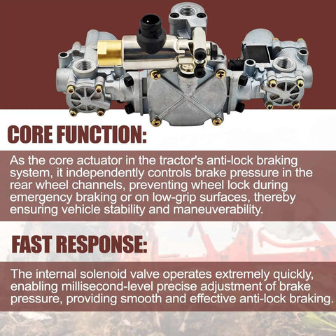 Heavy Duty Rear ABS Modulator Valve And Electronic Control Unit Assembly For 4S 4M And 6S 6M Tractor, 12V ATC, Five Point Five PSI Crack Pressure, Direct Fit Replacement For Heavy Duty Trucks And Farm Equipment 4725002230 S4725002230, front view showing core function and fast response features.
