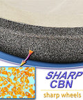 Close-up of Five Inch CBN Bandsaw Grinding Wheel For Seven Eighths Inch Tooth Spacing Blades with texture detail