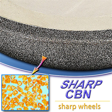 Close-up of Five Inch CBN Bandsaw Grinding Wheel For Seven Eighths Inch Tooth Spacing Blades with texture detail