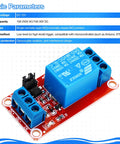 12V DC Relay Module With Optocoupler Isolation, One Channel, High Low Level Trigger, showing control voltage, load capacity, relay type.