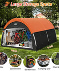 Upgraded Heavy Duty Bike Tent With Rain Cover Outdoor Storage Shed That Fits 8 To 10 Bikes Or 5 To 7 Electric Bikes, in park setting