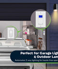 Smart Dope 7 Day Astronomic Timer Switch For Lights Fans And Motors, installed near garage and outdoor light.