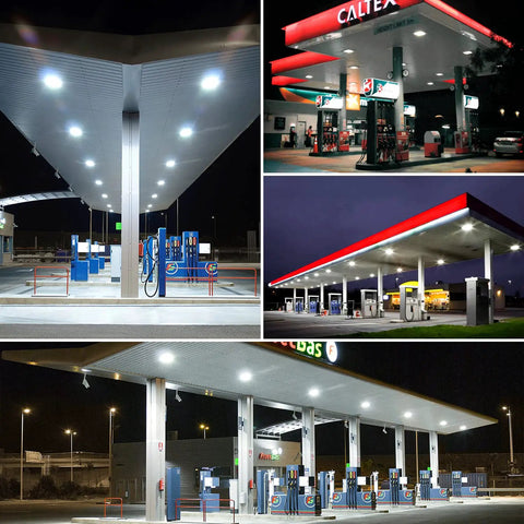 Super Bright 150W LED Canopy Light For Gas Stations And Carports, 21000 Lumens illuminating outdoor fuel stations