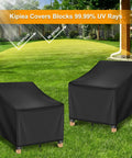 Heavy Duty All Weather Waterproof Patio Chair Covers 2 Pack For Outdoor Lawn Furniture, UV Resistant shown in garden setup