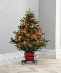 Christmas tree on Heavy Duty Round Trash Can Dolly With 4 Lockable Wheels 440lb Capacity Adjustable 15 To 22.8 Inches Drum Roller Base