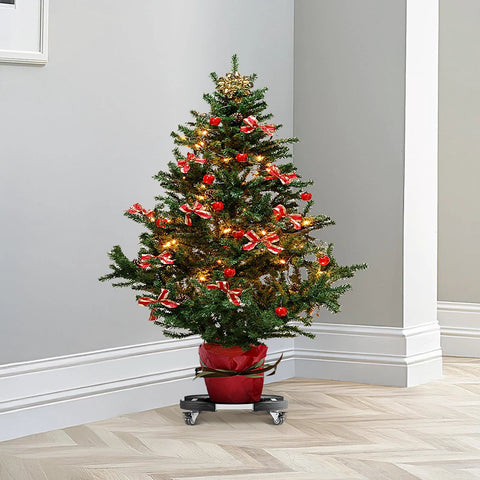 Christmas tree on Heavy Duty Round Trash Can Dolly With 4 Lockable Wheels 440lb Capacity Adjustable 15 To 22.8 Inches Drum Roller Base