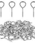 40 Pack 2 Inch Screw Eyes Nickel Plated Steel Self Tapping Eye Hooks Rust Resistant Metal Hardware stacked in a pile.