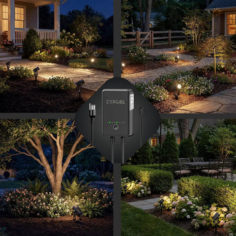 All In One Low Voltage LED Landscape Lighting Kit With 12 Warm White 3000K Spotlights, 60W Transformer, 100Ft Wire