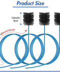 48 Inch Flexible Clean Out Pan Brush 3 Piece Set Soft Bristle Rod For AC And HVAC Condensate Drain Lines showing blue flexible design and bristles.