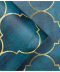 Geometric Trellis Peel And Stick Wallpaper Emerald Sapphire Blue And Bronze Textured Matte Finish Removable Contact Paper