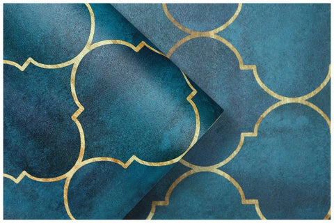 Geometric Trellis Peel And Stick Wallpaper Emerald Sapphire Blue And Bronze Textured Matte Finish Removable Contact Paper