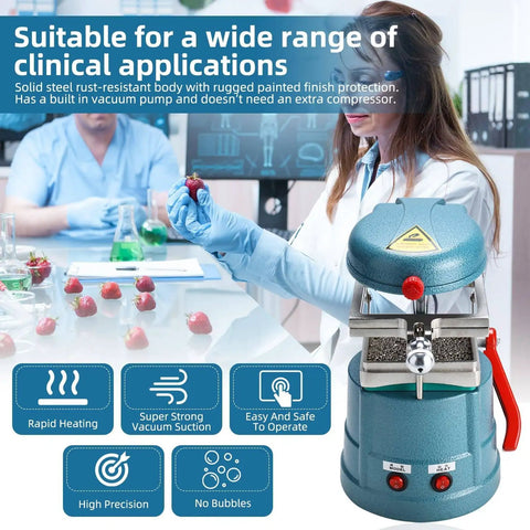Pro Grade Dental Vacuum Forming Machine With Heavy Duty Vacuum Suction And Symmetrical Heating System For Precise Thermoformed Molds Steel Ball Precision Technology Blue, blue steel lab model