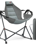 Oversized Hammock Camping Chair With Adjustable Backrest for Next Level Comfort and Support 350LBS, shown with carry bag.