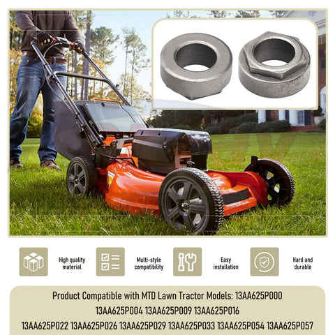 Steering Pinion Gear And Bushing Kit For MTD Lawn Tractors, Eleven Tooth Pinion with bushings on lawn with tractor in background