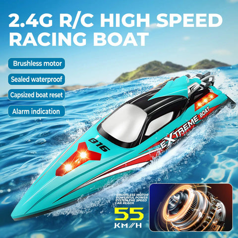 18 Inch Brushless RC Boat For Lakes And Pools Big Fast Remote Control Speed Boat Up To 55 KMH With 2500mAh Battery