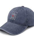 Navy Blue Womens Adjustable Baseball Cap With Washed Distressed Low Profile Look For Dope Everyday Streetwear And Outdoor Fun Like Running And Hiking, Featuring An Easy Buckle Adjustable Fit