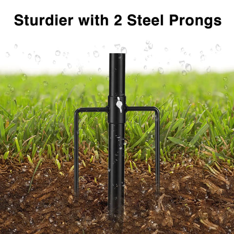 Heavy Duty In Ground Flag Pole Kit With 1 Inch Stainless Steel Shaft, Deep Ground Base With 2 Extra Prongs shown in grass