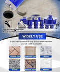 SHDIATOOL 10-piece diamond tile drill bit set in blue with assorted sizes for porcelain, ceramic, marble, granite.