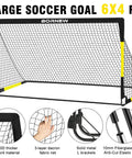 Front view of 6x4 ft Portable Pop Up Soccer Goal with Oxford cloth net, part of the Two Pack Easy Fold Portable Pop Up Soccer Goals set.